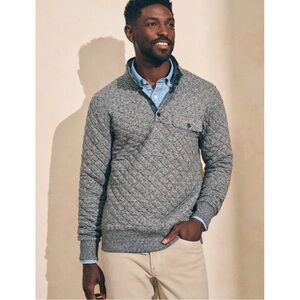 Faherty Gray Quilted Half-Zip Jacket